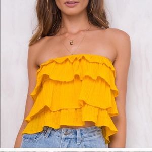 Princess Polly Yellow Ruffle Strapless Top